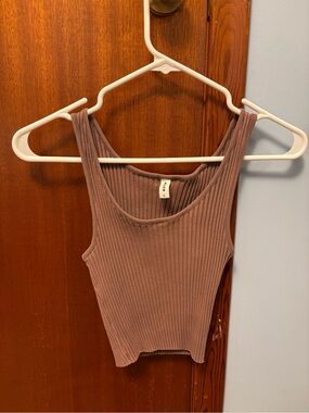 KOTN Ribbed Crop Tank Top - Taupe